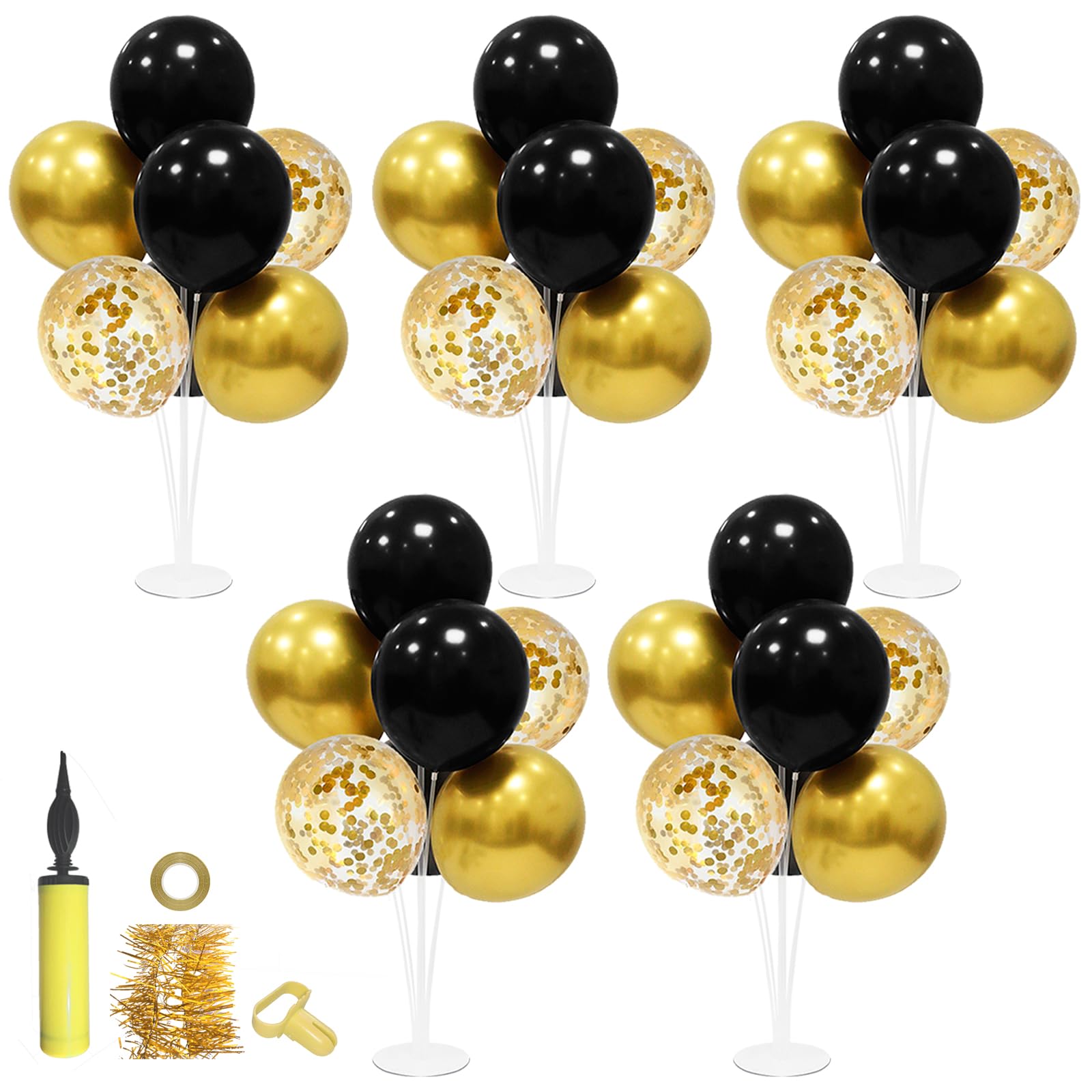 ZJDHPTY 5Set Black and Gold Balloon Stand Centerpiece Table Decorations