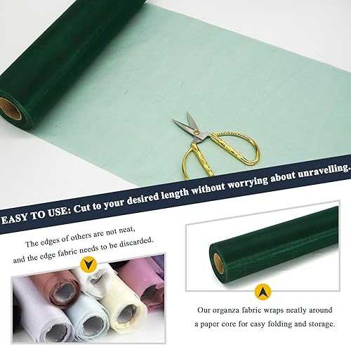 Miniatura 4 de Rollos de tela de tul de organza, organza de cristal de 12 pulgadas por 50 yardas (150 pies), perno de red de nailon transparente sedoso y brillante