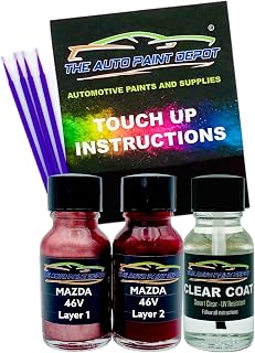 Touch Up Paint for Mazda CX-3,CX-5,Mazda3,Mazda6-Bright Red Tricoat 46V (All Years, All Models) Half Ounce with Clear Coat