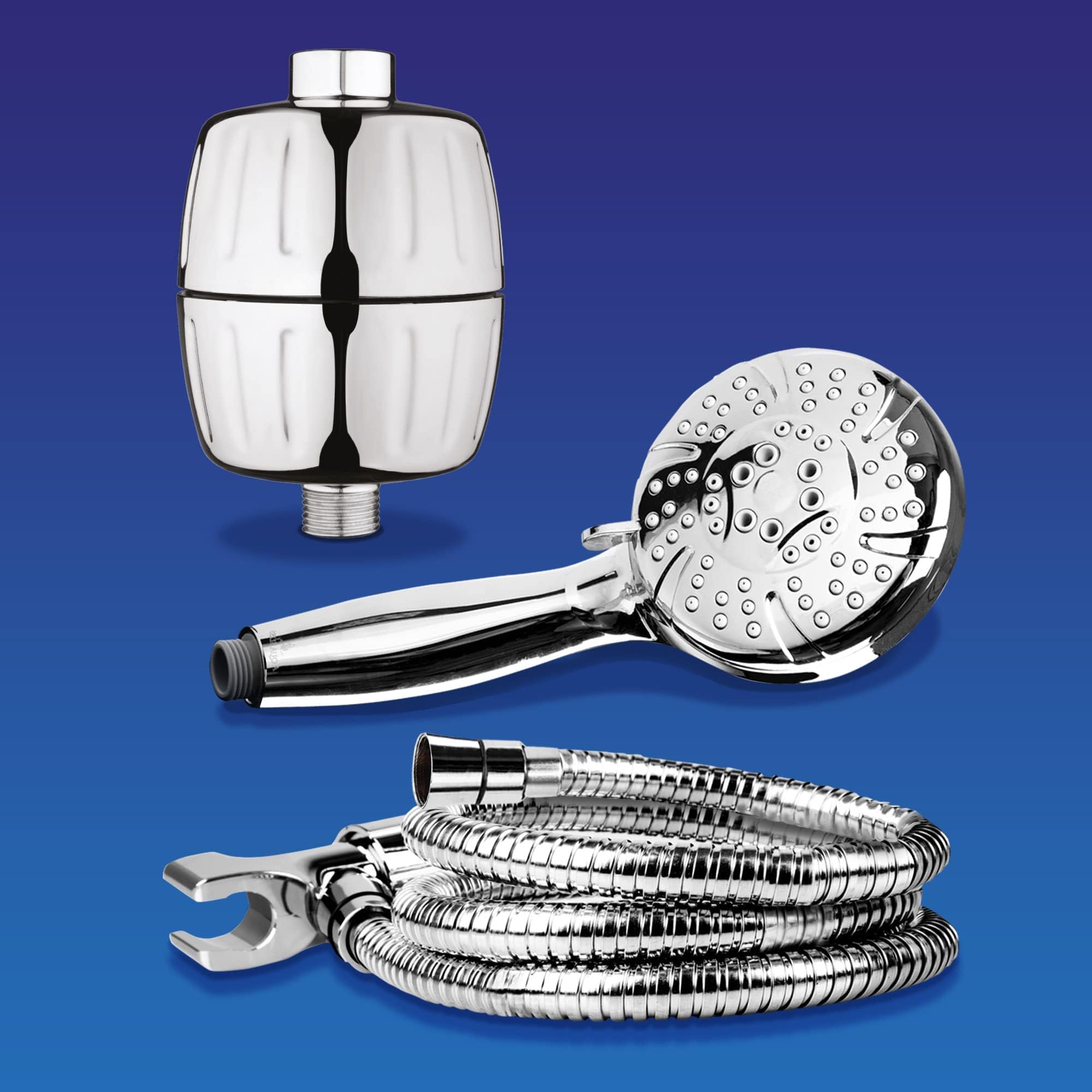 AquaBlissSF500 HD HEAVY DUTY High Output Shower Filter - Chrome - Plus The AquaBliss TheraSpa Hand Shower – 6 Mode Massage Shower Head with Hose High Pressure to Gentle Water Saving Mode