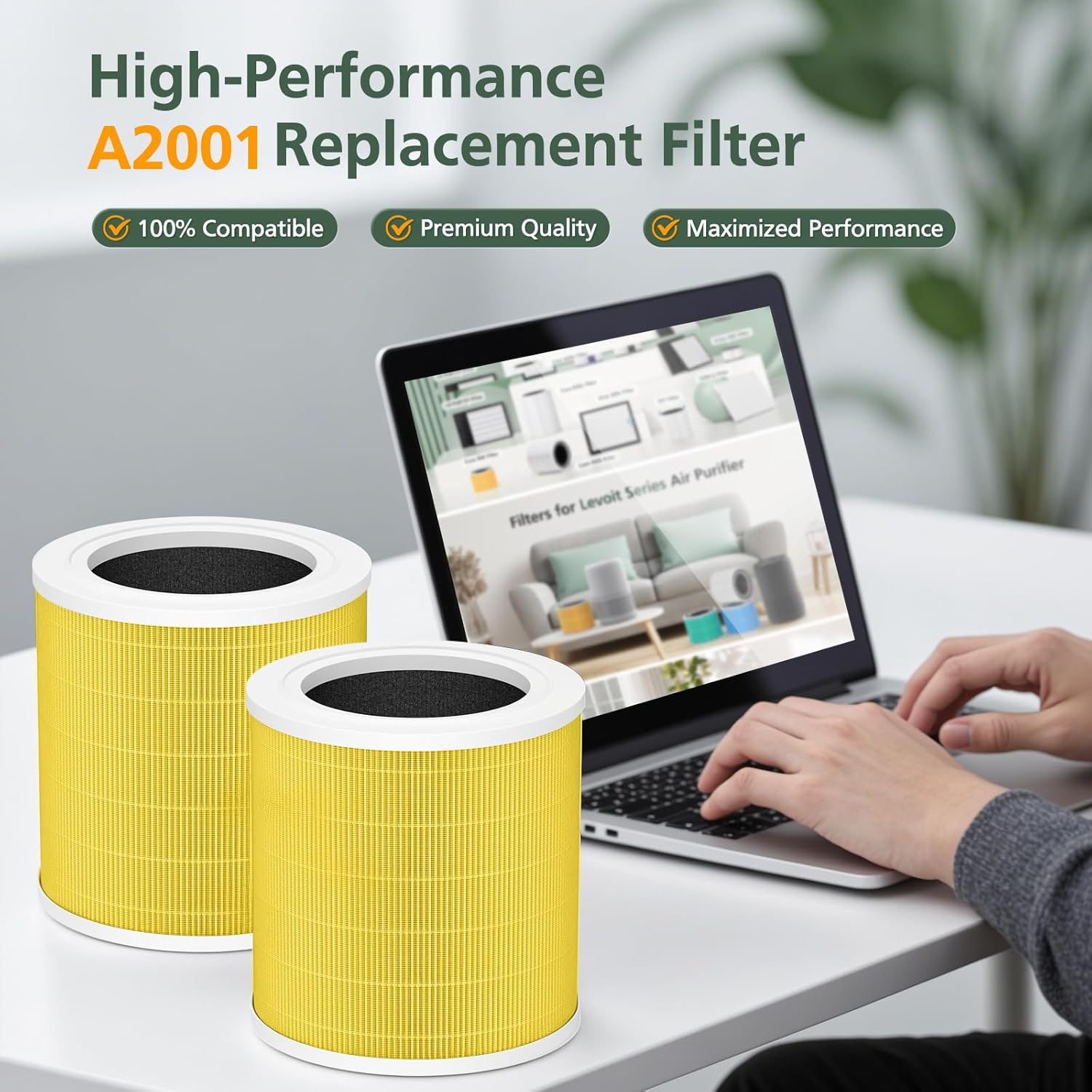 A2001 Replacement Filter Compatible with A2001 Air Purifier, 3-In-1 Efficient Filtration Activated Carbon Filter, Compared to Part #AF-2001, Pets Filter - Image 4