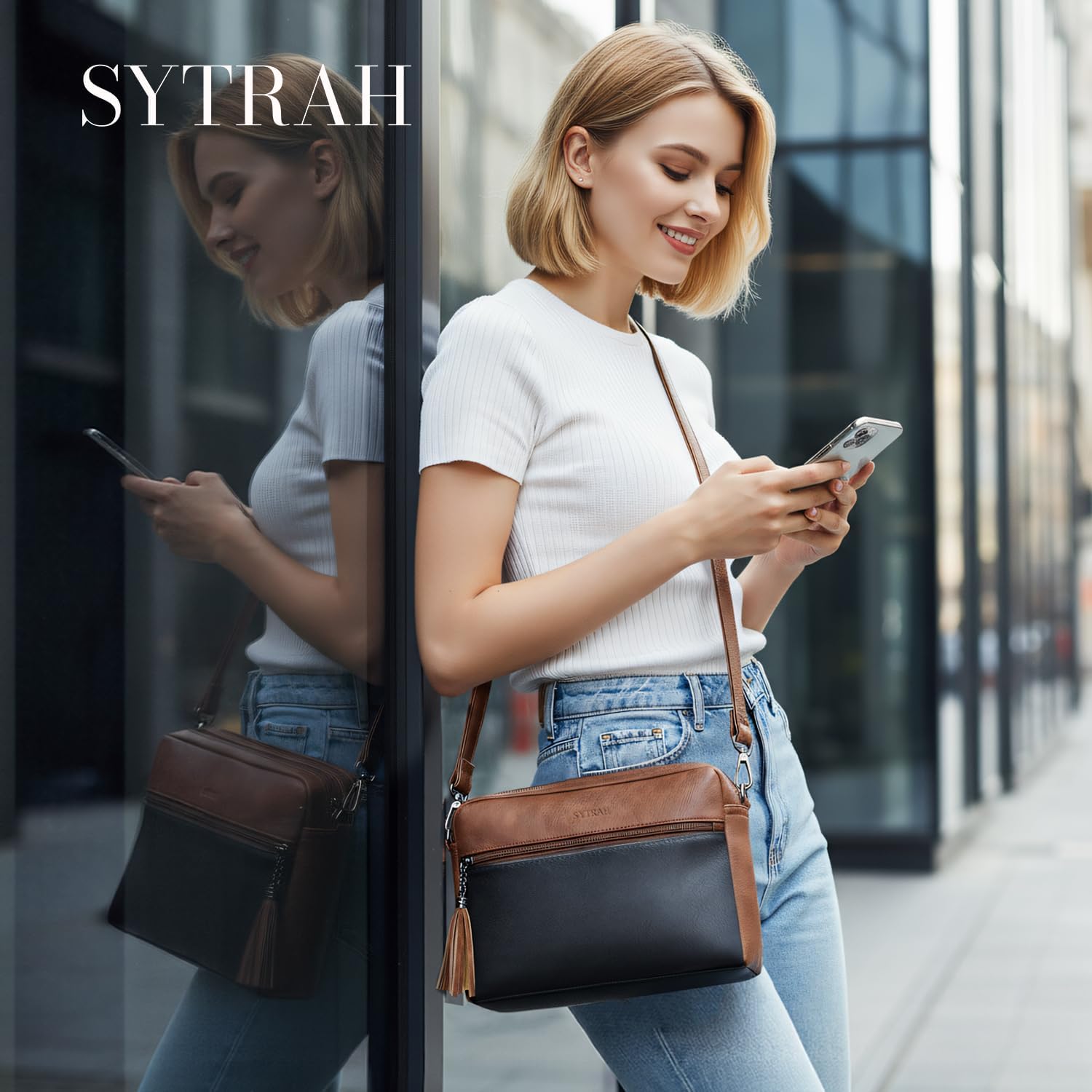 SYTRAH Crossbody Bags for Women, Lightweight Medium Crossbody Purse, Soft Leather Purses for Women Shoulder Handbags - Image 3