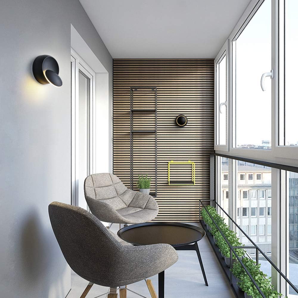 Chrasy Modern Wall Sconce 5W LED Wall Light Lighting Direction Adjustable 3000k Warm White Indoor Hardwired Wall Lamp for Bedside Kitchen Hallway Staircase Aisle (Black)