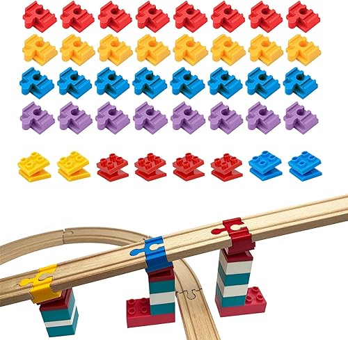 Accesorios de madera para riel de tren, 40 piezas de conectores de madera para riel, compatibles con todas las principales marcas de tren de madera,