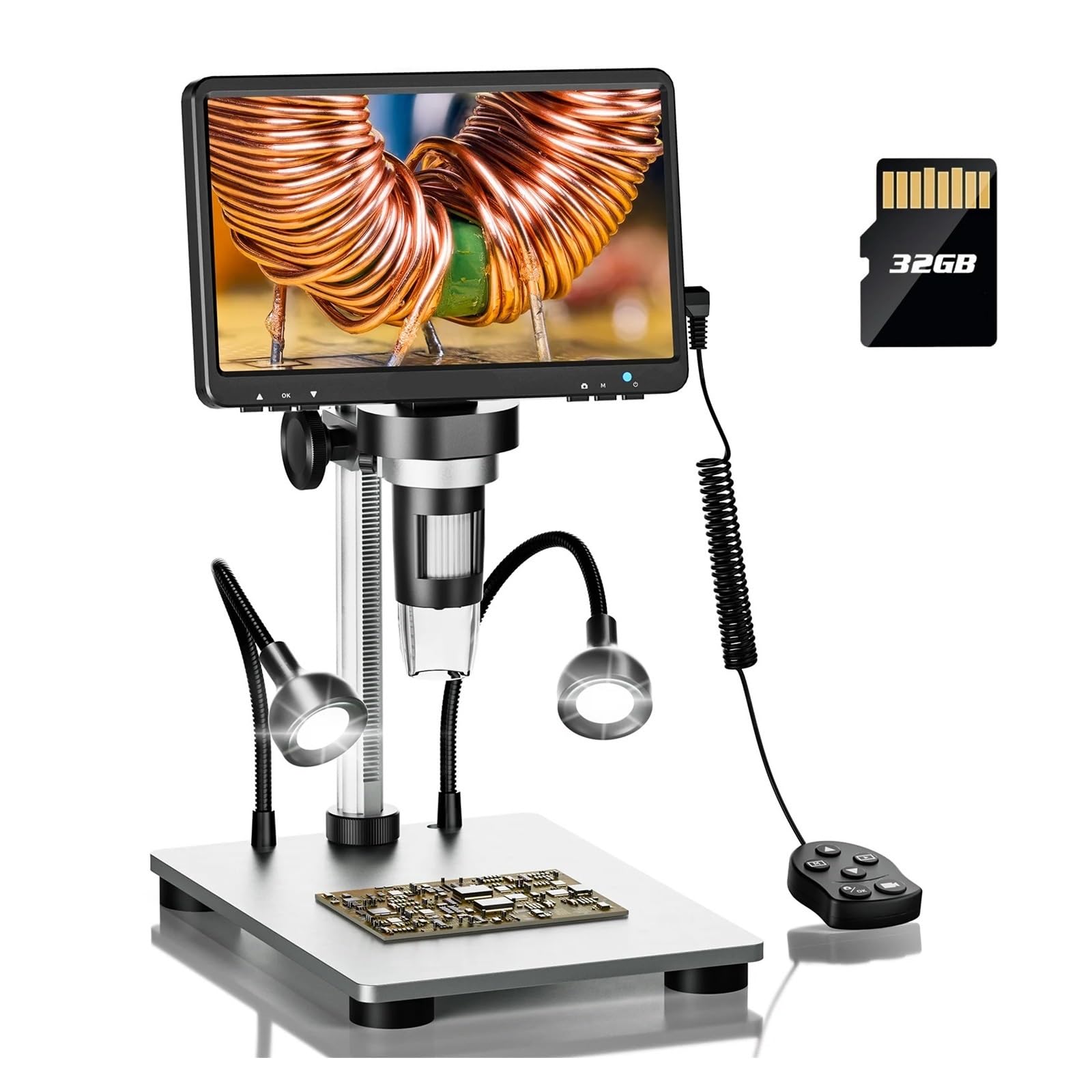 DM9 Digital USB Electronic Microscope 1080P 7" LCD Display 1200X Magnification Microscopio For Phone Repairing