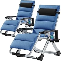 Vista 25 de MOPHOTO Silla de Gravedad Cero, Silla de Salón Acolchada para Exterior con Mesa Lateral, Silla Reclinable de Gravedad Cero, Silla Reclinable