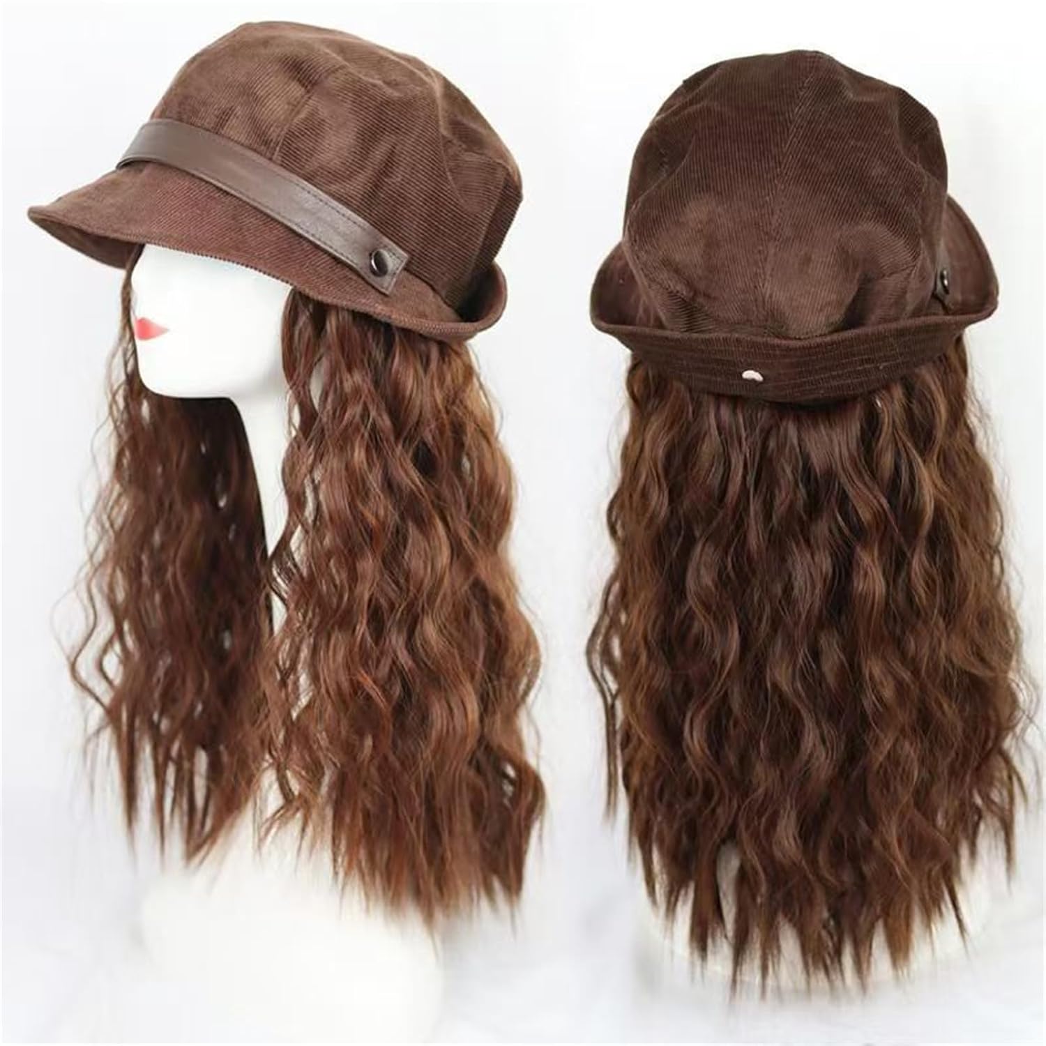 Stylish Wigs Corduroy Fisherman Hat Curls for Daily Use Easy to Wear Natural Look Synthetic Hair Short Curly Hat