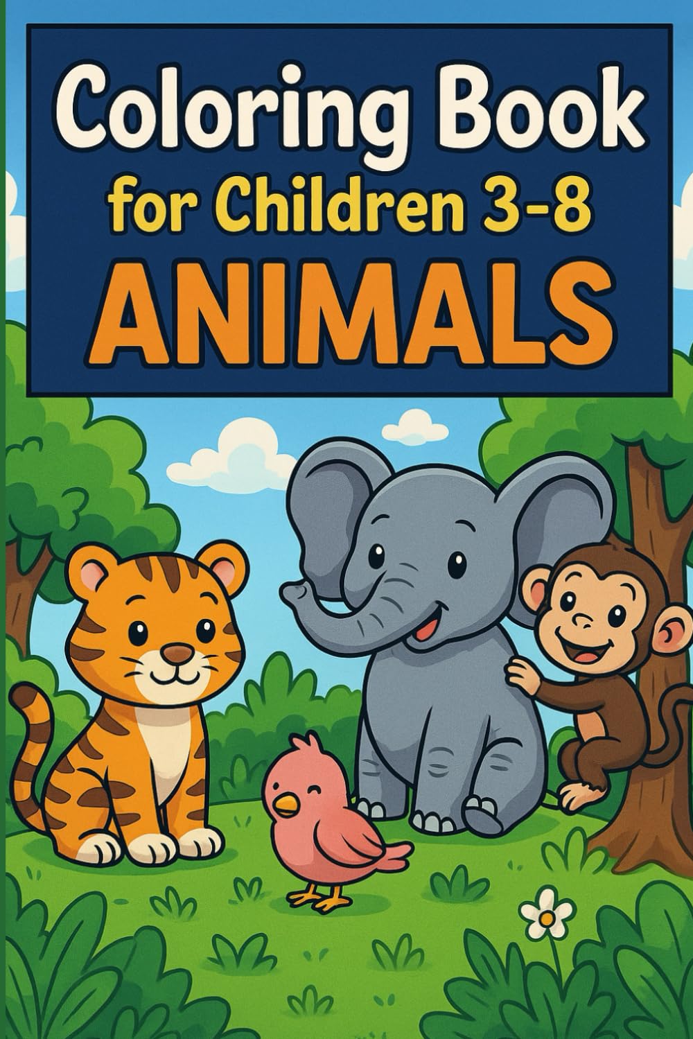 Coloring Book For Children 3-8: ANIMALS.: Fun and Easy Animal Coloring Pages for Kids — Lions, Bears, Birds, Forest and Safari Friends!