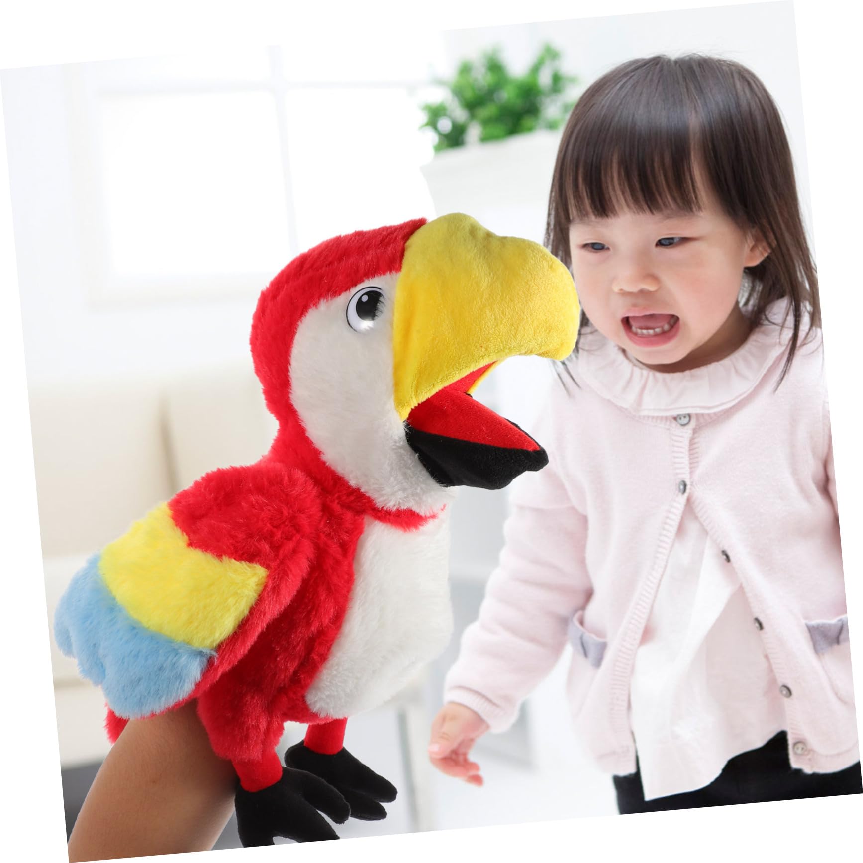 minkissy Marioneta Mano Interactiva Loro de Peluche para Educación Temprana Juguete Didáctico para Muñeco de Mano con Boca Móvil para Aprendizaje Casa o Jardín Infantil