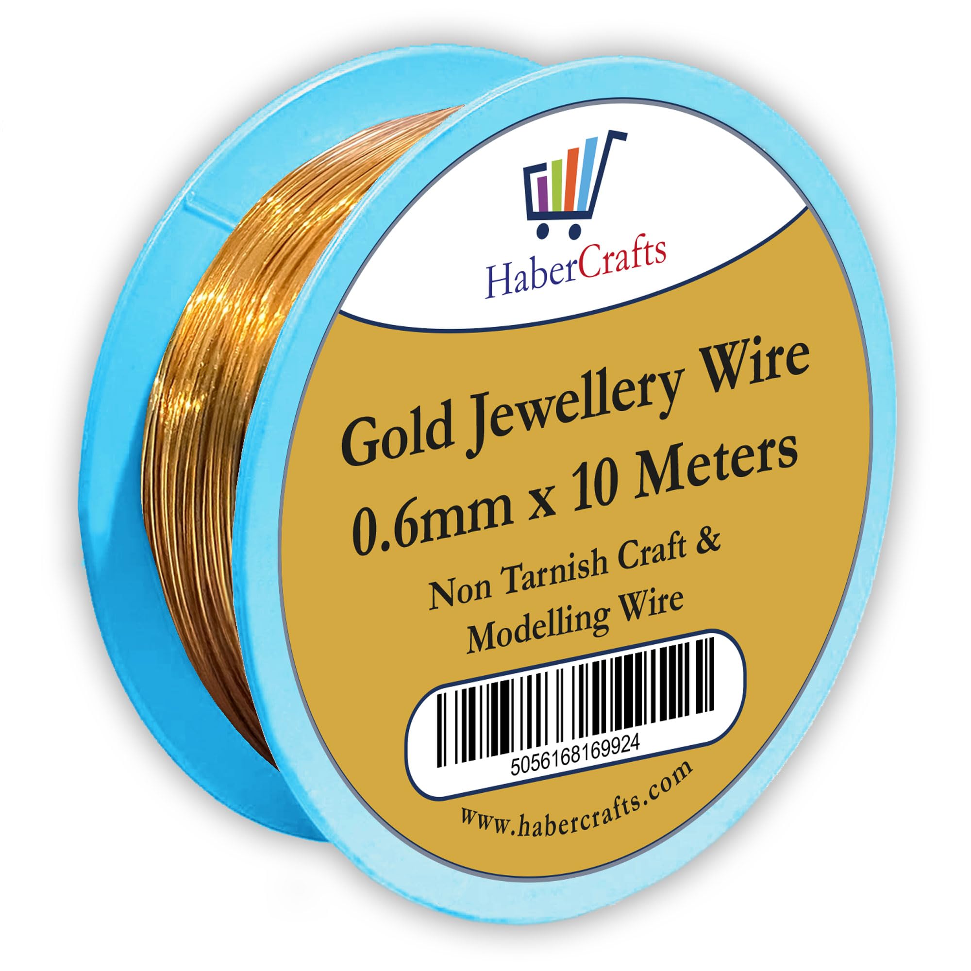 Habercrafts 0.6mm Gold Jewellery Wire Tarnish Proof Brass Bendable Metal Wire for Jewellery Making Sculpting Modelling Crafts Wire Weaving & Wrapping (0.6mm - Gold - 22 Gauge - 1 Spool - 10 Meters)