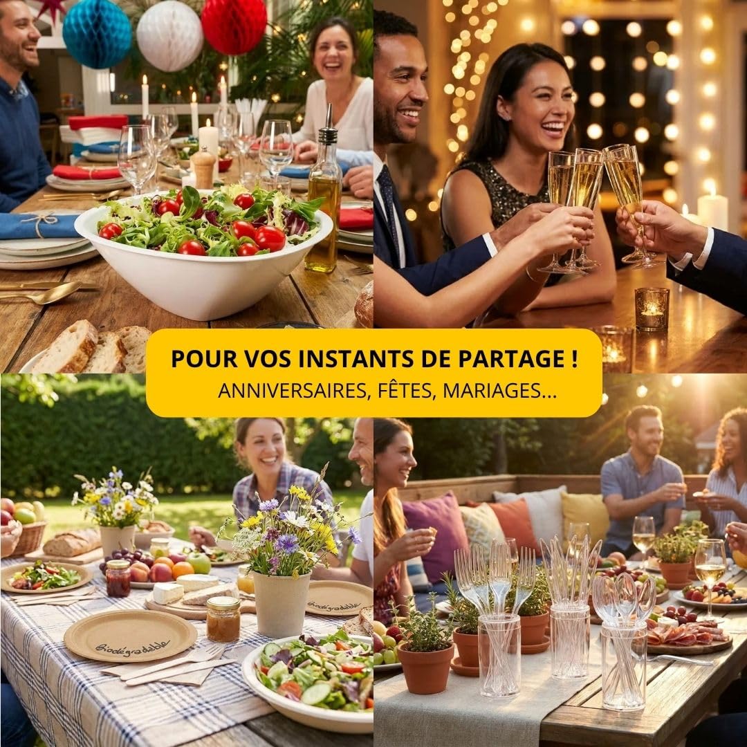 Table'Colors Pack 100 Verres Réutilisables et Recyclables - 50 Verres à Vin 17 cl + 50 Verres Tubes 20 cl - Qualité Supérieure, Lavables, Idéal Réceptions, Anniversaires, Mariages