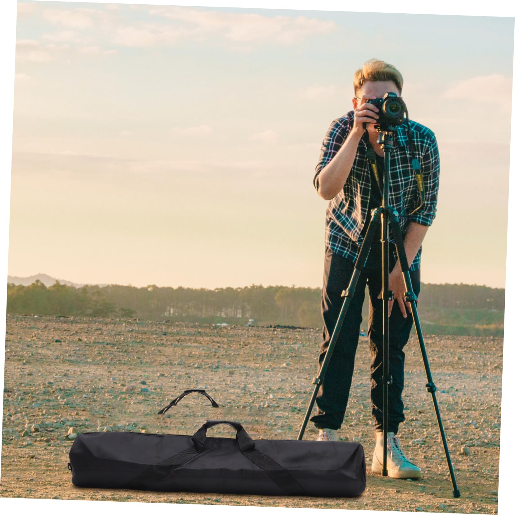 Borsa per Treppiede Portatile Nera con Tracolla e Cerniera | Oxford, Nylon e Spugna, Struttura Resistente All'usura, Capienza Adeguata per Accessori Fotografia