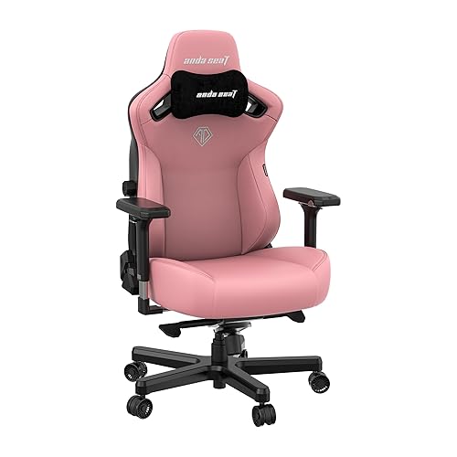 Anda Seat Kaiser 3 XL Gaming Chairs for Adults - Ergonomic Pink PVC Leather Gaming Chair with Lumbar Support, Comfortable Office Seat with Neck Support - Heavy Duty Wide Gamer Seat - Pink - Kaiser 3 XL