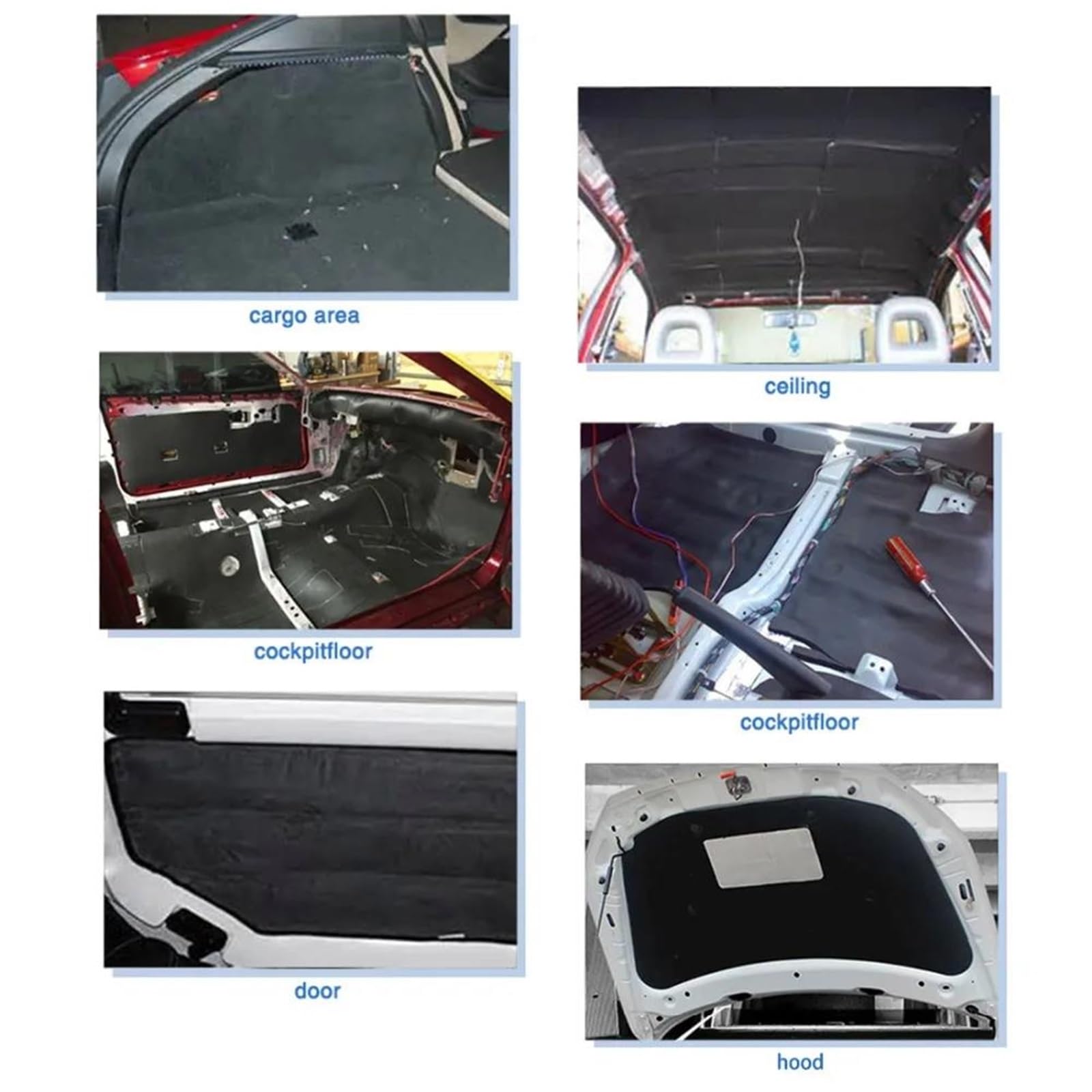 Aislamiento automóviles Espuma Aislante Insonorizada De Algodón De 5 Mm De Grosor Para Coche Absorción De Sonido Capó Techo Guardabarros almohadilla de aislamiento