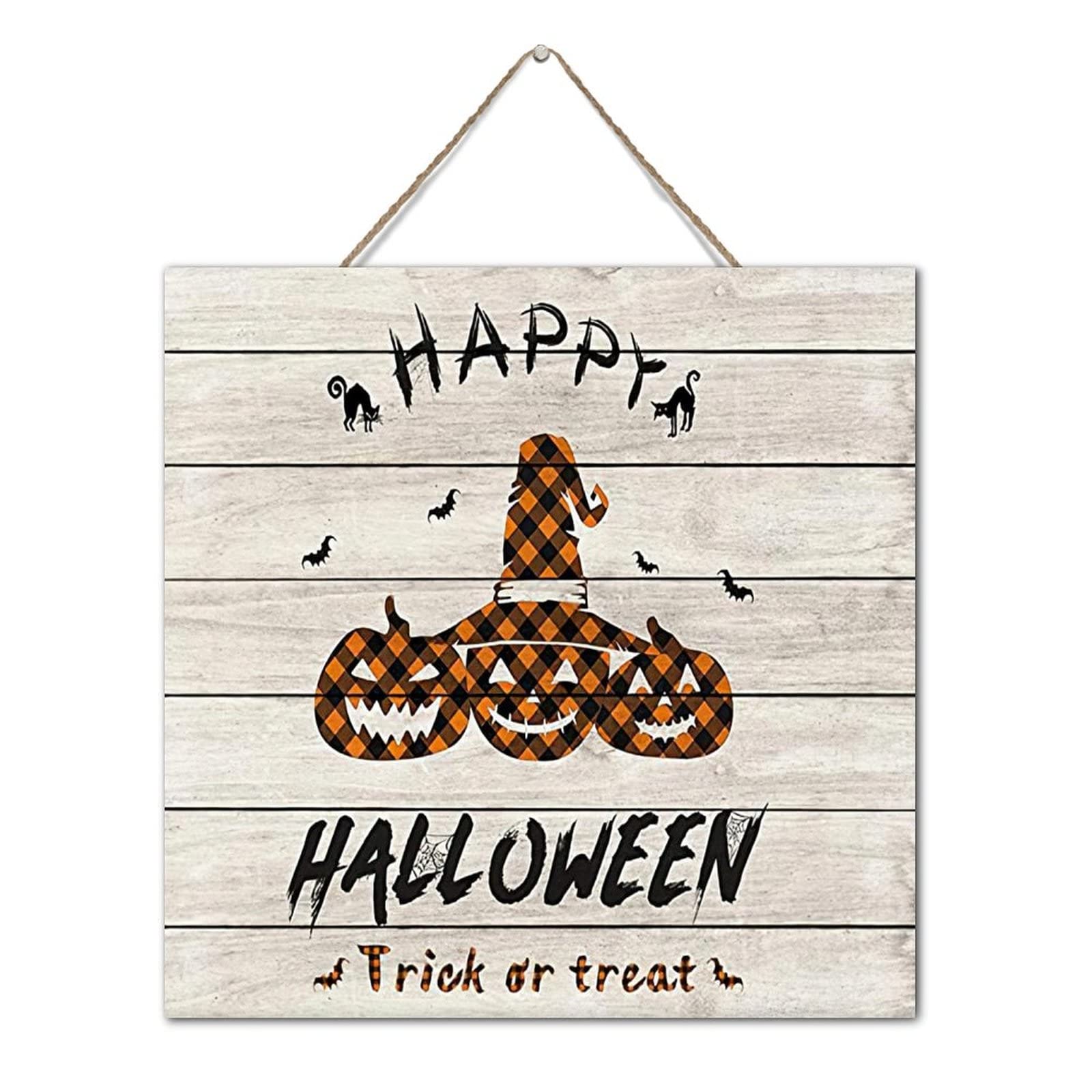 Décoration Halloween en bois rustique Trick or Treat 30cm