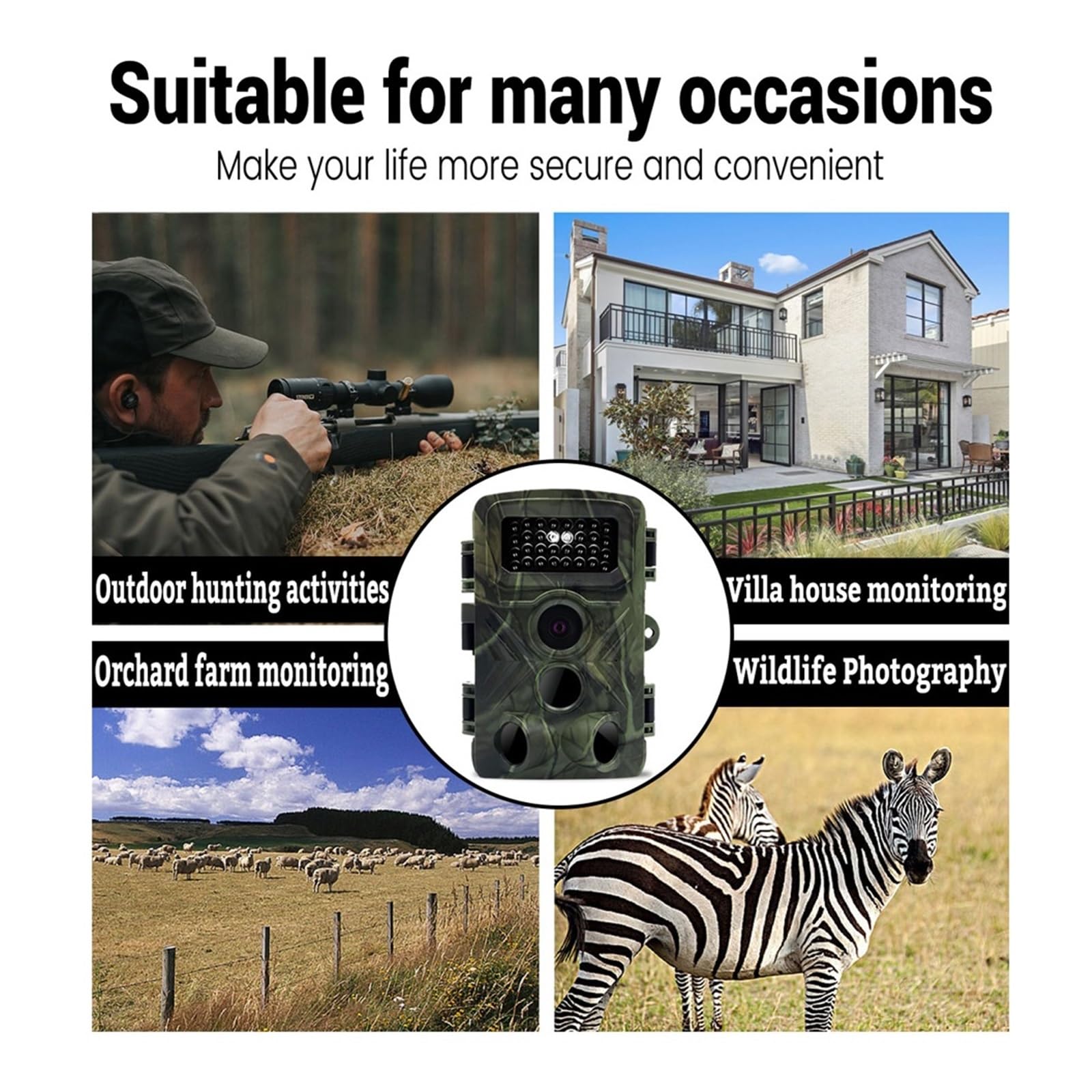 36MP 1080P Caméra De Prise De Photo Nocturne Caméra De Surveillance des Animaux De Chasse IP66 Étanche avec 34 Lumières Infrarouges
