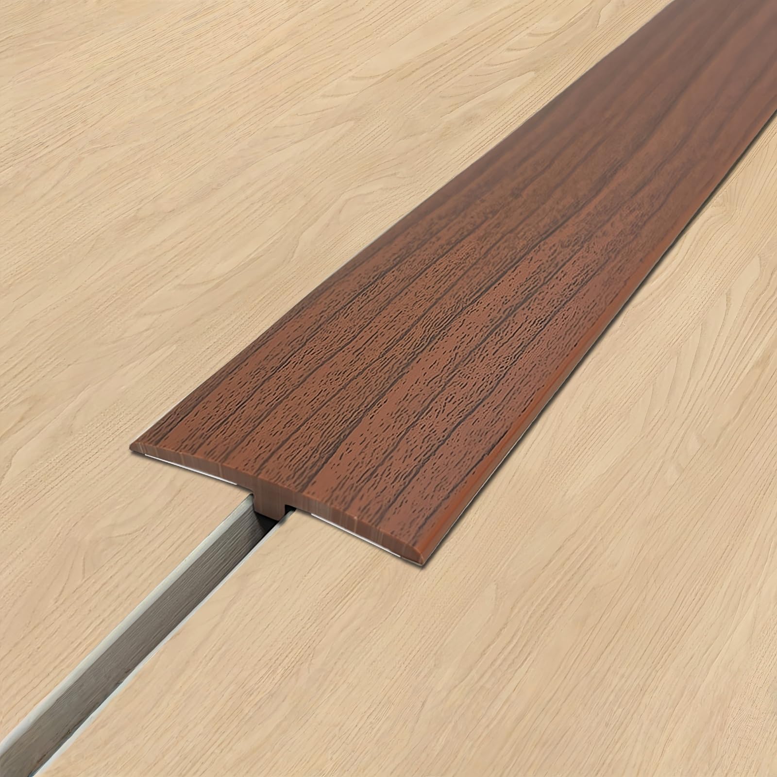 Tira de transición autoadhesiva de PVC laminada de 5 m, perfecta para proteger y resaltar los bordes del suelo en zonas de alto tránsito, fácil de instalar (nogal)