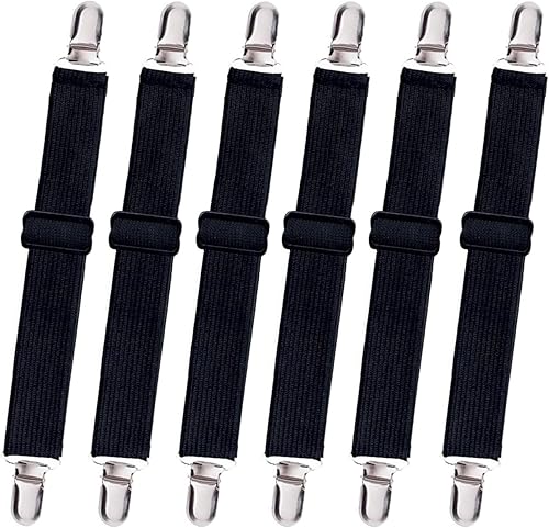 Miniatura 9 de 10 correas ajustables para sábanas, clips para sábanas, soporte elástico para sábanas bajeras, clips de correas de sábana bajera, tirantes de cierre