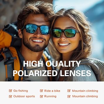 suoso Sports Polarized Sunglasses for Men: TR90 UV400 Protection Sun Glasses Squash Goggles Wrap Around Goggles for Drving