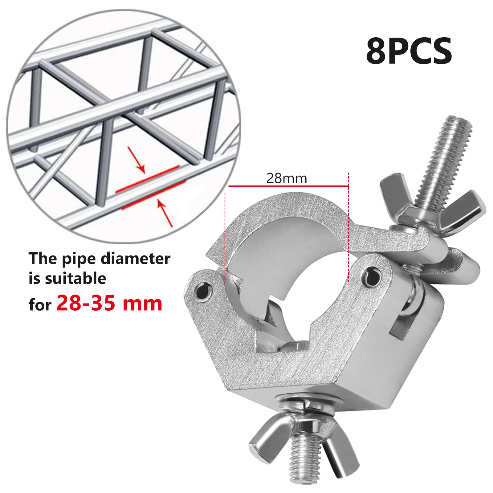 8 Pièces Truss Clamp Crochet De Fixation, Pinces Pour Éclairage De Scène, Capacité De 80 Kg Crochets De Fixation Éclairage, Pinces De Traverse Pour Éclairage De Scène, Projecteurs