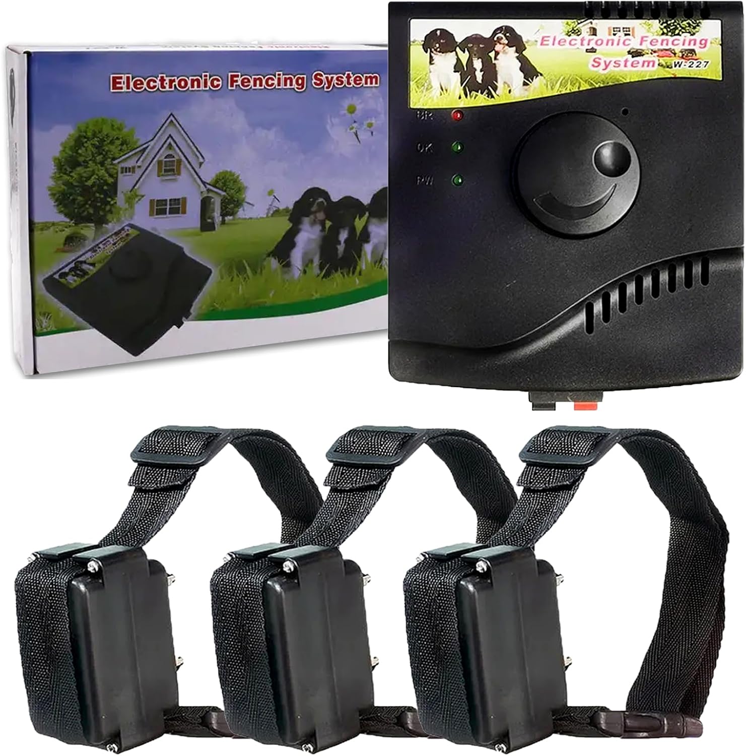 Electric Dog Fence Pet Containment System, Waterproof Training Collar, Tone/Shock Correction, Safe Effective, Covers up to 1.2 Acre, In-ground Dog Boundary Fence System for All Dogs,for3dogs