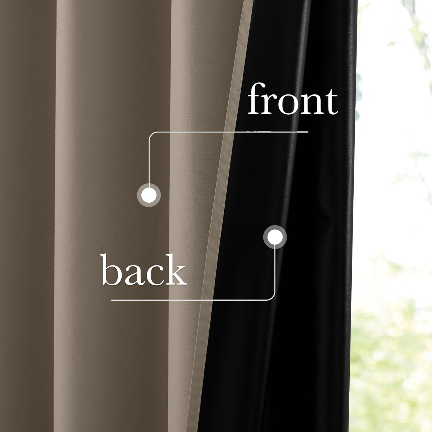 NICETOWN 100% Full Blackout Portable Curtains for Bedroom, Grommet Lightweight Travel Black Out Shades Window Treatments Thermal Curtains for Laundry/Kitchen, Tan, W52 x L63, 2 Panels thumbnail