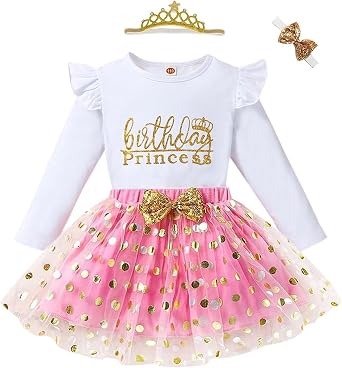 Toddler Kids Baby Girls Birthday Princess Outfits Dress Vest Tank Top Dot Mesh Tutu Skirt