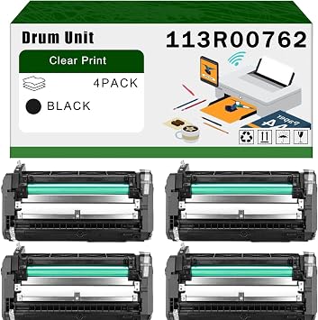 Compatible for Xerox 113R00762 Drum Unit Phaser 4600 4620 4622 Printers, High Yield 90000 Pages Bright Clear Colors 4 Pack Black