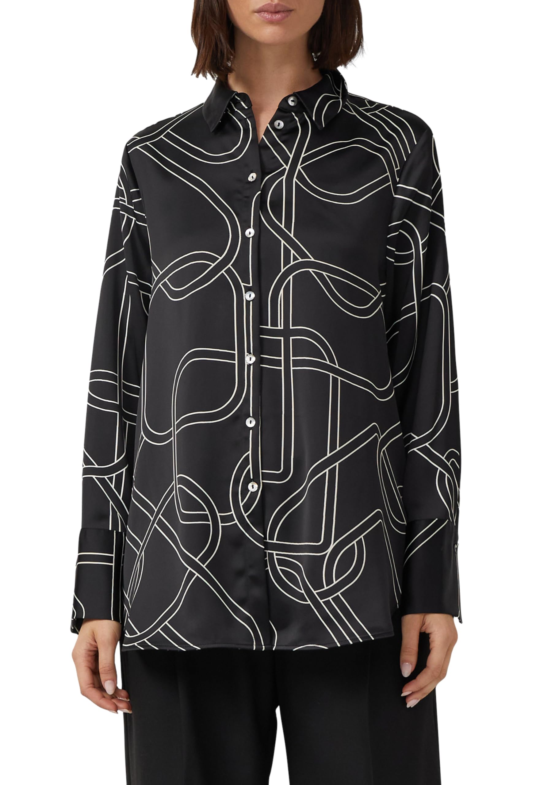 s.Oliver Satin-Bluse mit Binde-Detail am Saum