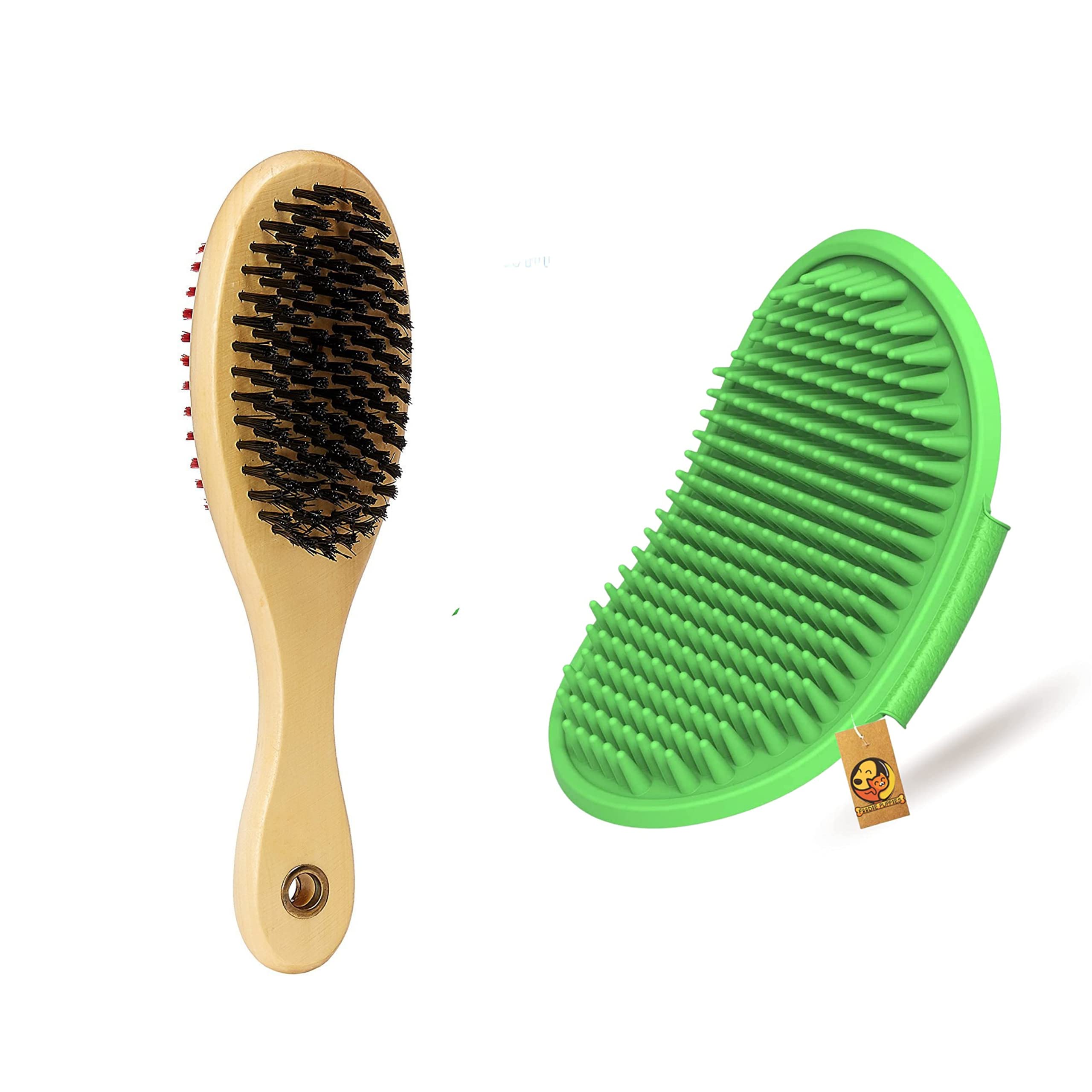 Foodie Puppies Pet Grooming Accessories Combo Set | Massaging and deshedding for Dogs, Puppies and Cats | Double Side Brush (Medium) + Hand Shaped Rubber Glove (1 + 1) (B07192TF5R) Amazon Price History, Amazon Price Tracker
