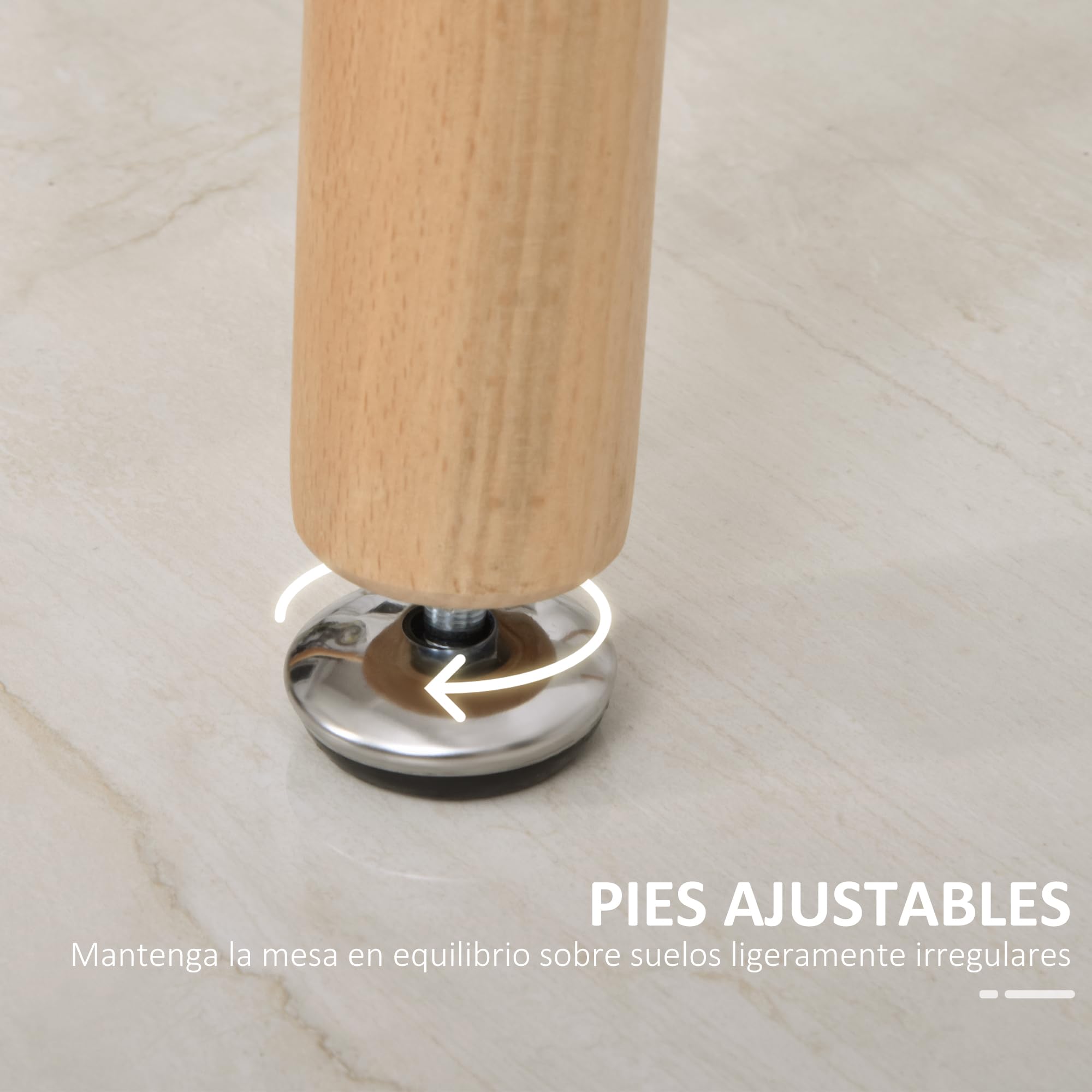 HOMCOM Mesa de Comedor Estilo Nórdico Mesa de Cocina 120x60x75 cm Blanco | Patas de Madera de Haya, Estructura de Metal