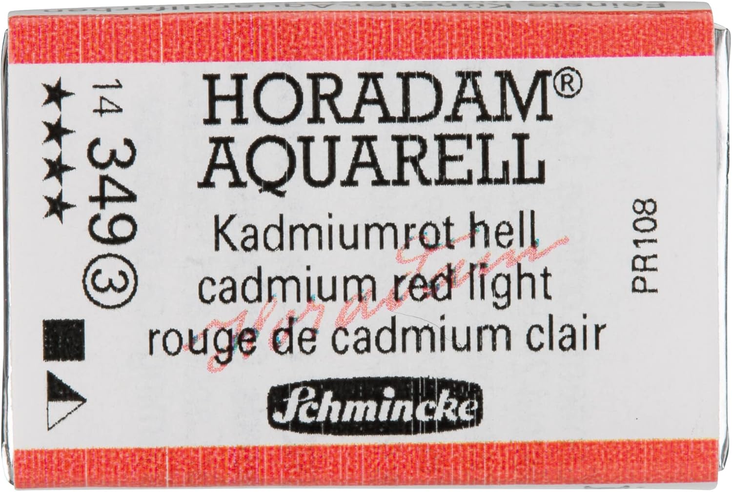 Schmincke 14349043 Watercolor Pans, Cadmium Red Light, Full Pan