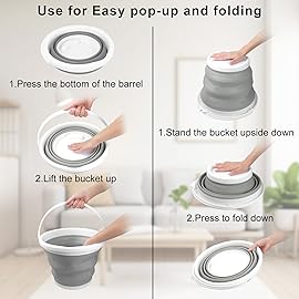 Collapsible Bucket with Handle 10L(2.6 Gallon), Portable Mop Bucket for Cleaning, Silicone Ice Buckets for Outdoor Camping Fishing Car Washing Household Cleaning Supplies, Large Plastic Wash Basin Tub