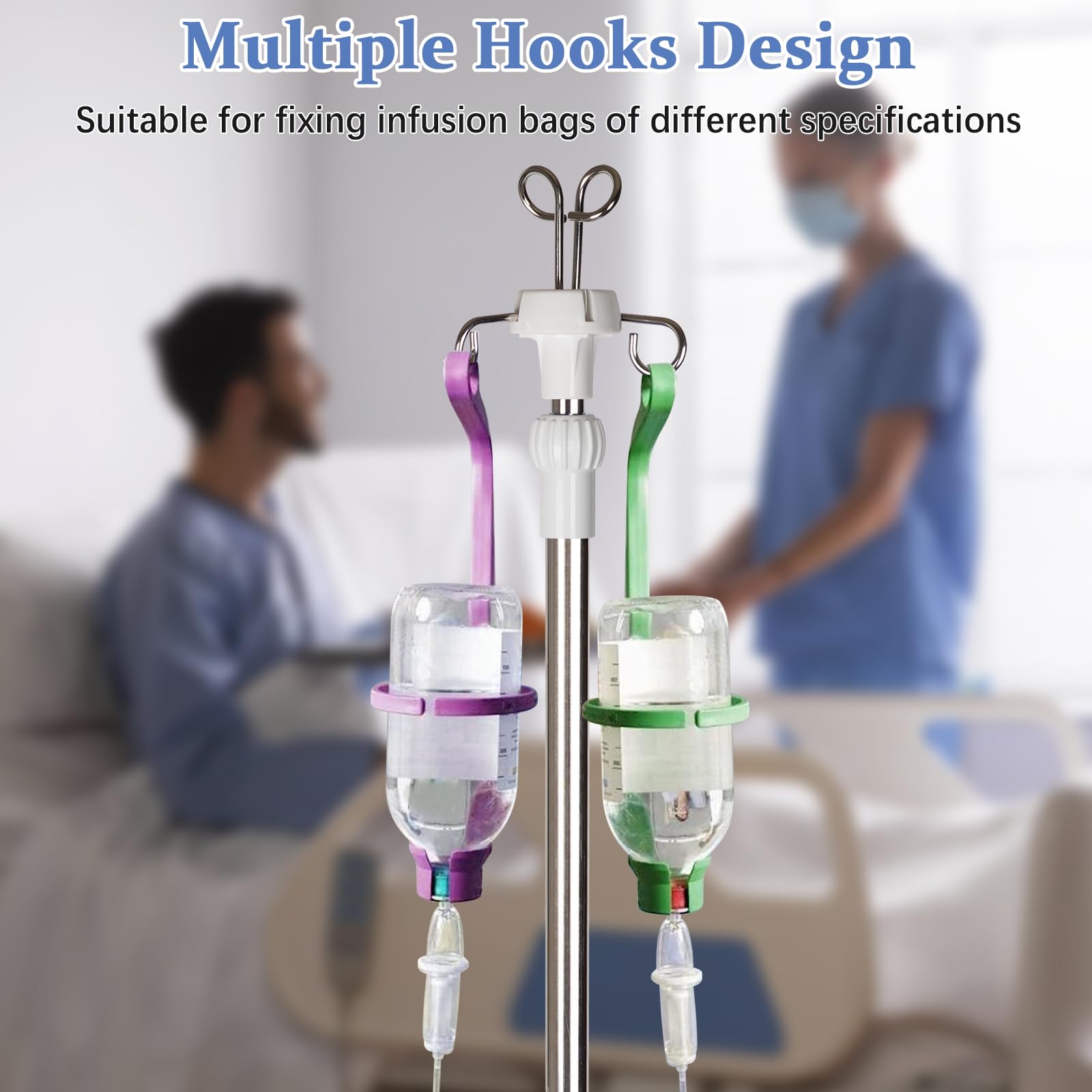 IV Stange mit Rollen, verstellbar 144,8 cm - 200,7 cm Höhe | Medizinischer IV-Ständer aus Edelstahl mit Tablett und 4 Haken für IV Krankenhaus Home Infusion Praxis und Therapie