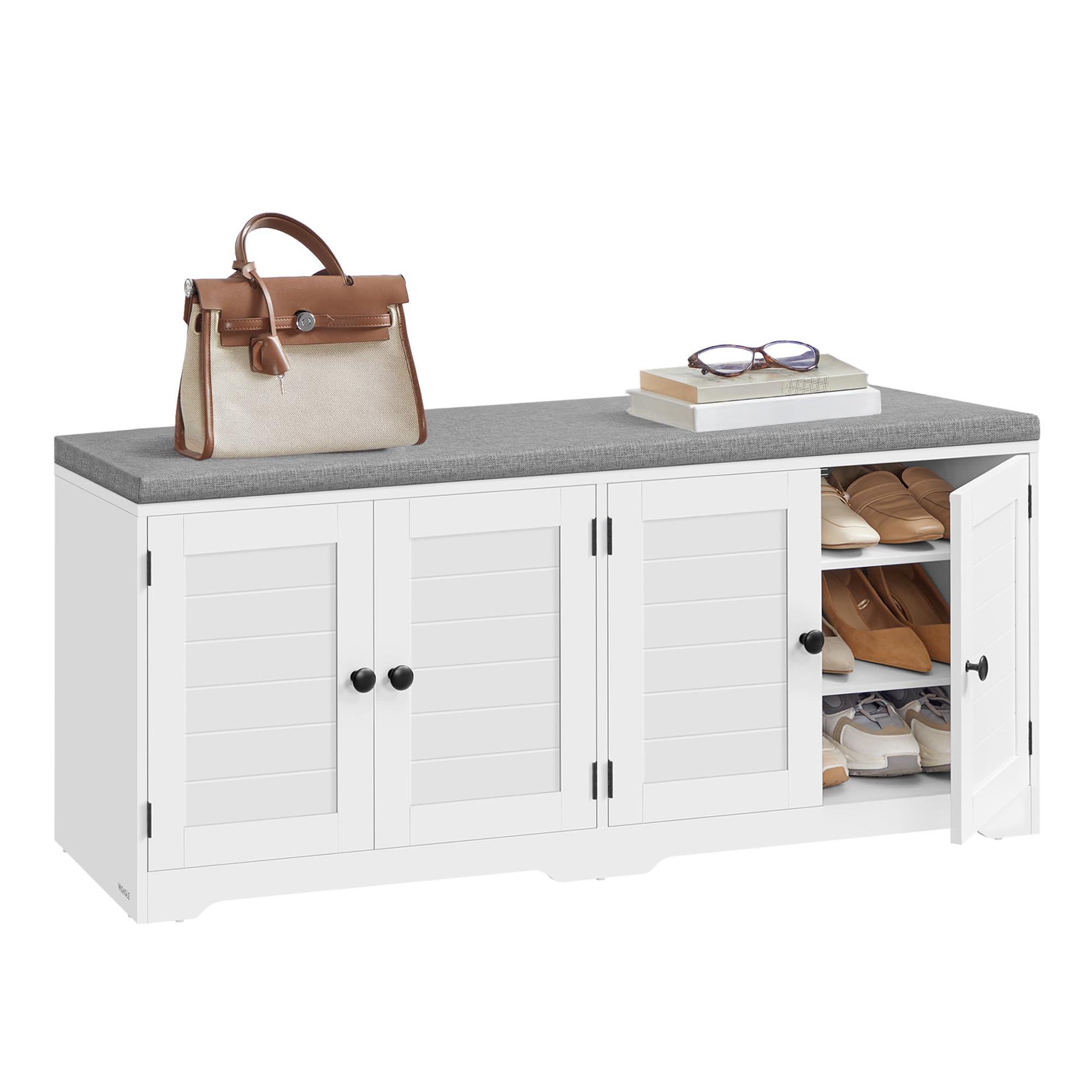 Photo 1 of ** sold as is, no refund/return ** see comments!
VASAGLE Shoe Storage Bench with Cushion, 3-Tier Entryway Bench with Padded Seat, Doors, Adjustable Shelves, 14 x 47.6 x 20.7 Inches, for Hallway, Bedroom, Cloud White and Dove Gray ULSB048WB01