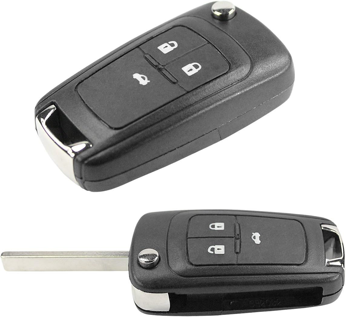 Folding Black Cover Remote Key Case 3 Buttons and Blade Snap-On Replacement Shell Car Keys Spare, Logo, without Electronics and Transponder