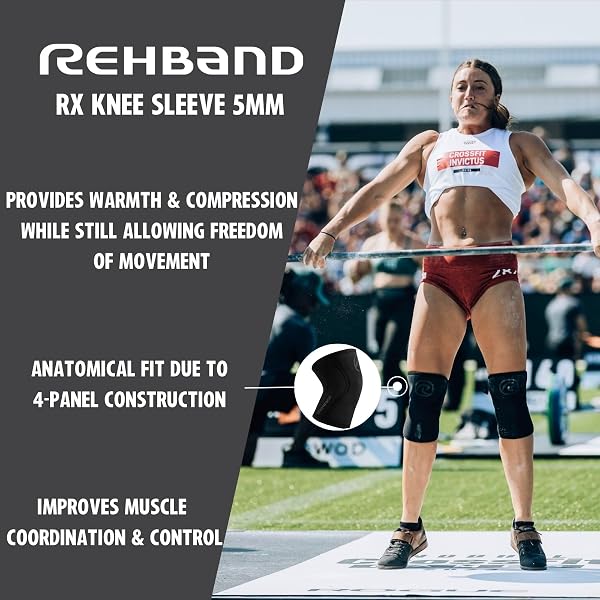 Rehband Genouillère en néoprène de 5 mm pour soutenir les genoux - Stabilise les articulations et les muscles - Idéal pour le sport la musculation - 3