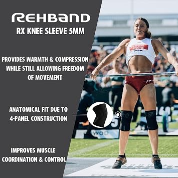 Rehband 5mm Knee Sleeves for Functional Training, Cross-Training & Powerlifting, Weightlifting Knee Support made of Neoprene, Unisex, Colour:Carbon/Black, Size:Medium