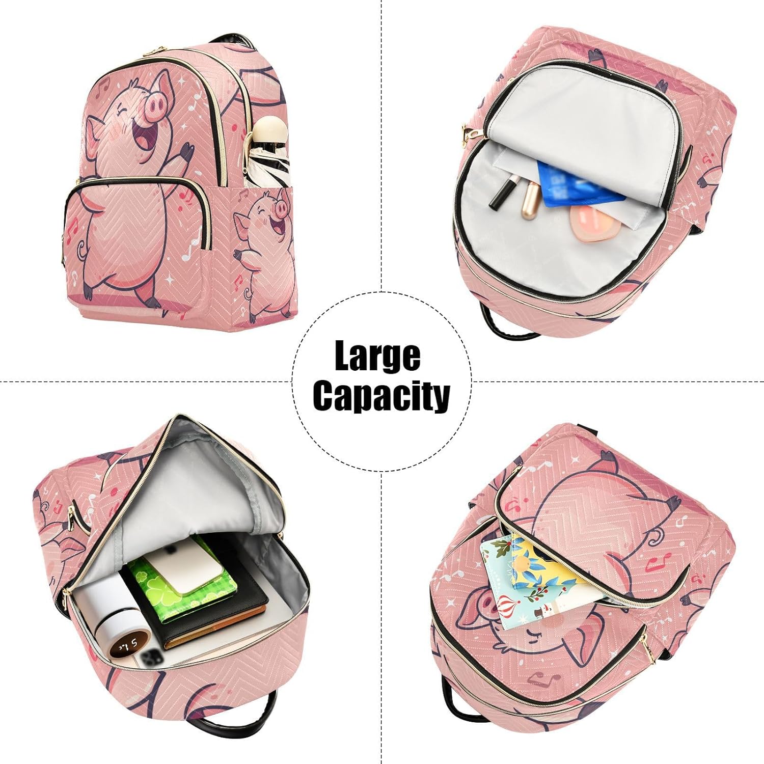 ALAZA Cute Pig Dancing Women Backpack Purse Shoulder Bag