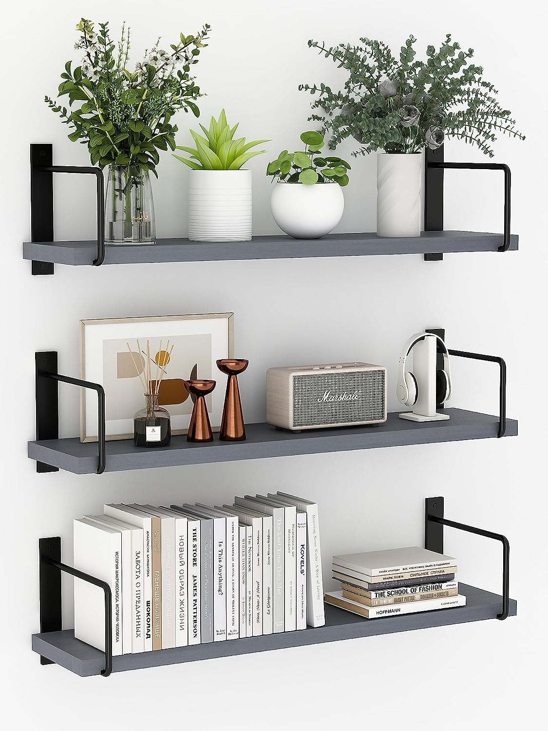 Amazon.com: EALLRINEC Floating Shelves, 24 Inches Easy to Install Wall Mounted Shelves, Wall ...
