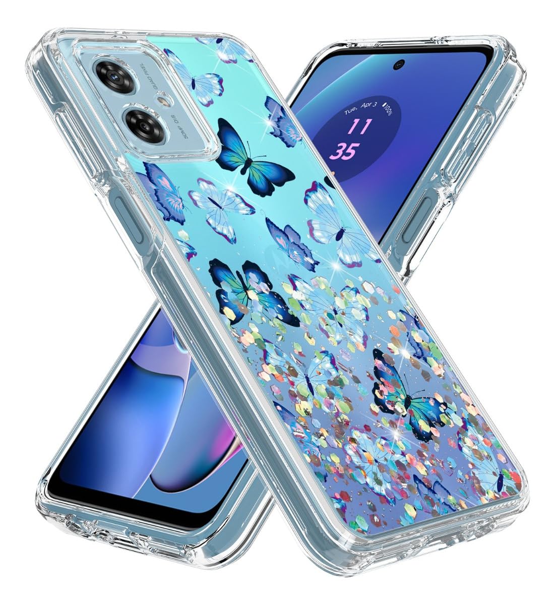 Rosebono Compatible with Motorola Moto G Power 5G 2024 Case, Hybrid Graphic Design Pattern Cover Case (Butterfly)