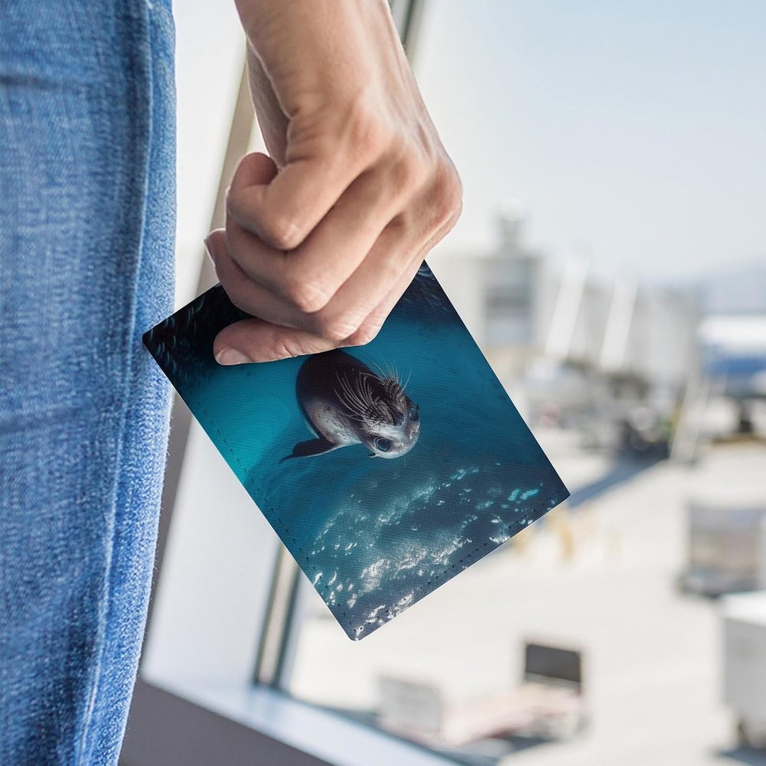 Underwater Sea Lion Passport Holder for Travel Passport Wallet Cover Travel Document Organizer Credit Card Holder Passport Cover image 3