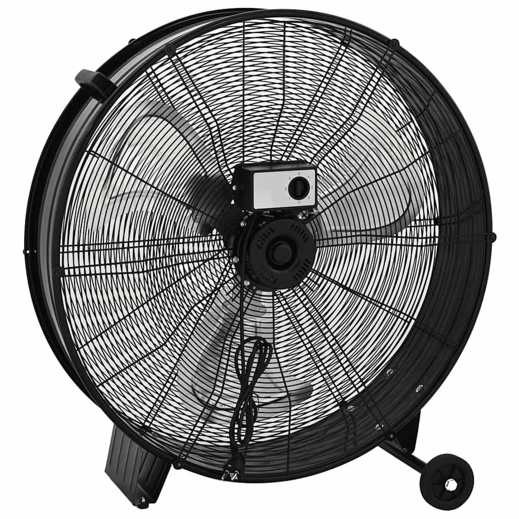 vidaXL Trommelventilator mit Rollen Industrie Bodenventilator Industrieventilator Windmaschine Ventilator Lüfter 77cm 240W Schwarz