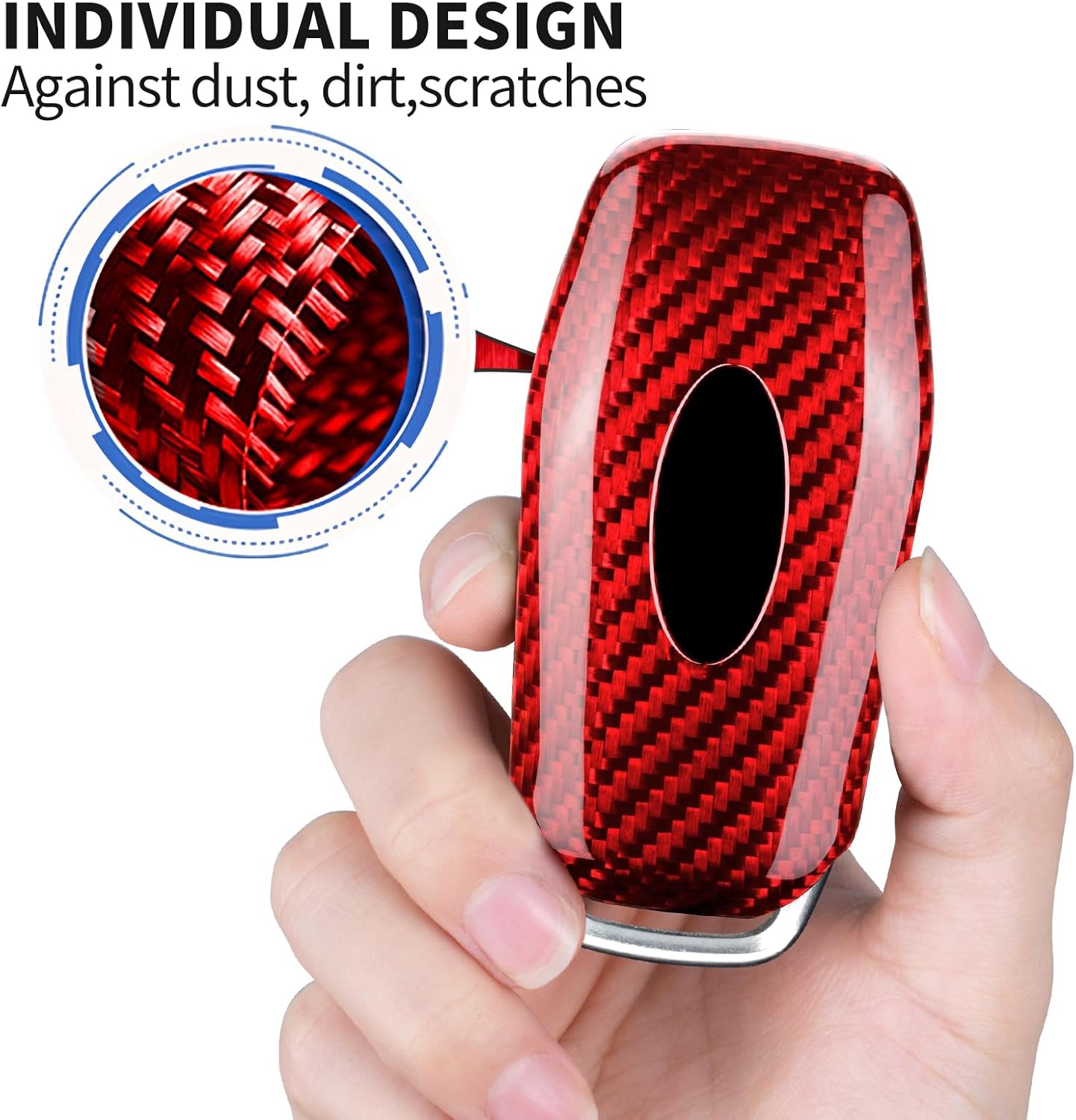 T-carbon Key Fob Cover Fits Ford F150 F250 Mustang Fusion Edge Explorer 2015 2016 2017;Real Glass Fiber Key Case Shell Fits Lincoln MKZ MKC MKX 2013-2017 4 5 Buttons Smart Keyless Accessories RED