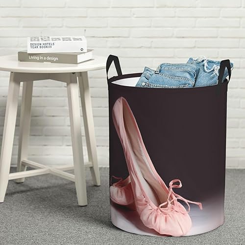 Miniatura 8 de Cesta circular con estampado de zapatos de ballet, impermeable, cesta organizadora de almacenamiento con asas, para ropa, juguetes, tamaño mediano
