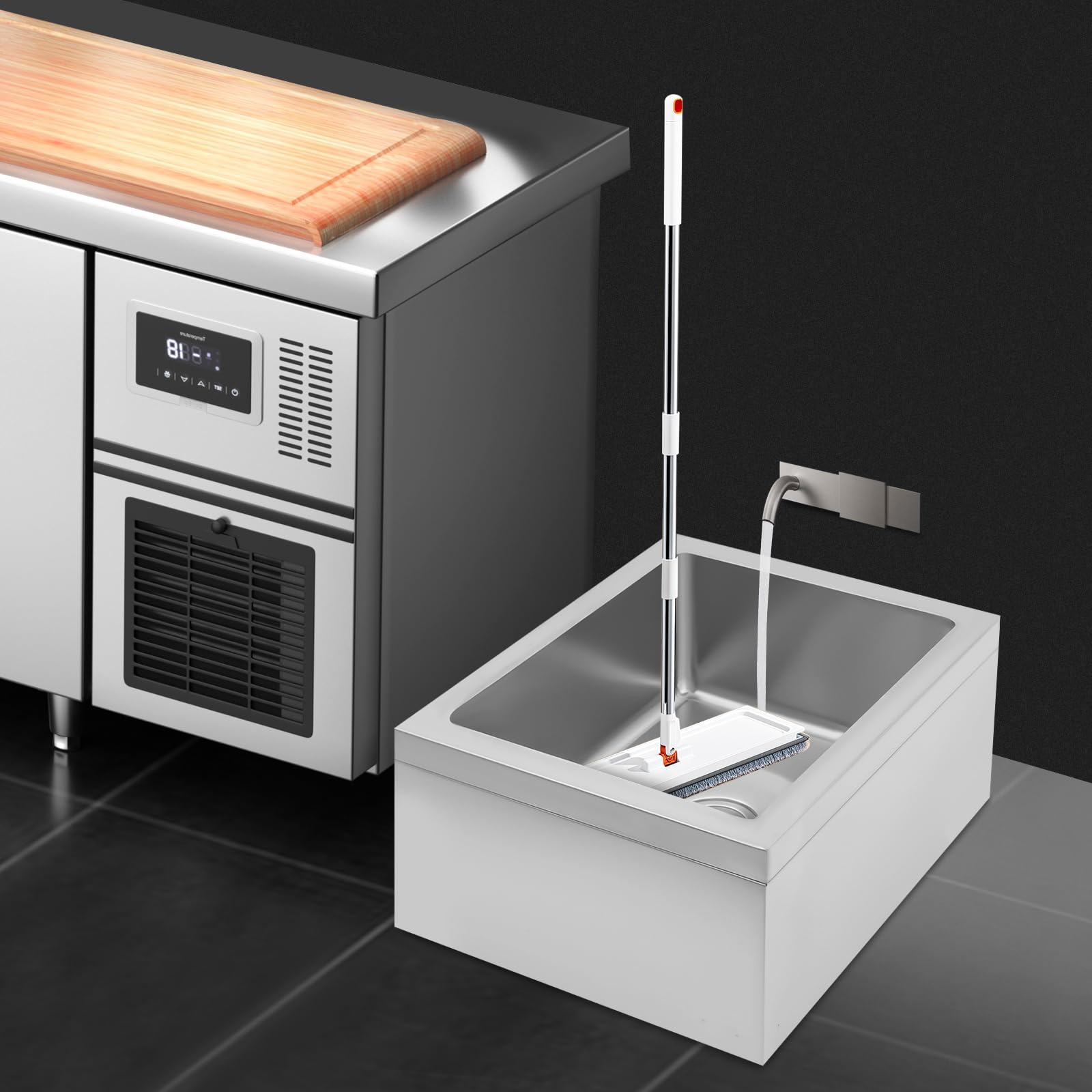 BYGOVICE Commercial Floor Mop Sink, Free Standing Utility Sinks, 304 Stainless Steel Utility Room Service Basin, Single Bowl Commercial Kitchen Sink for Restaurants, Hotels, Laundry Rooms