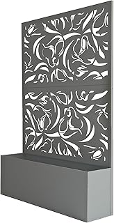 Oakland Living 6 ft. X 4 ft. Grey Freestanding Metal Privacy Screen Room Divider with Flower Box