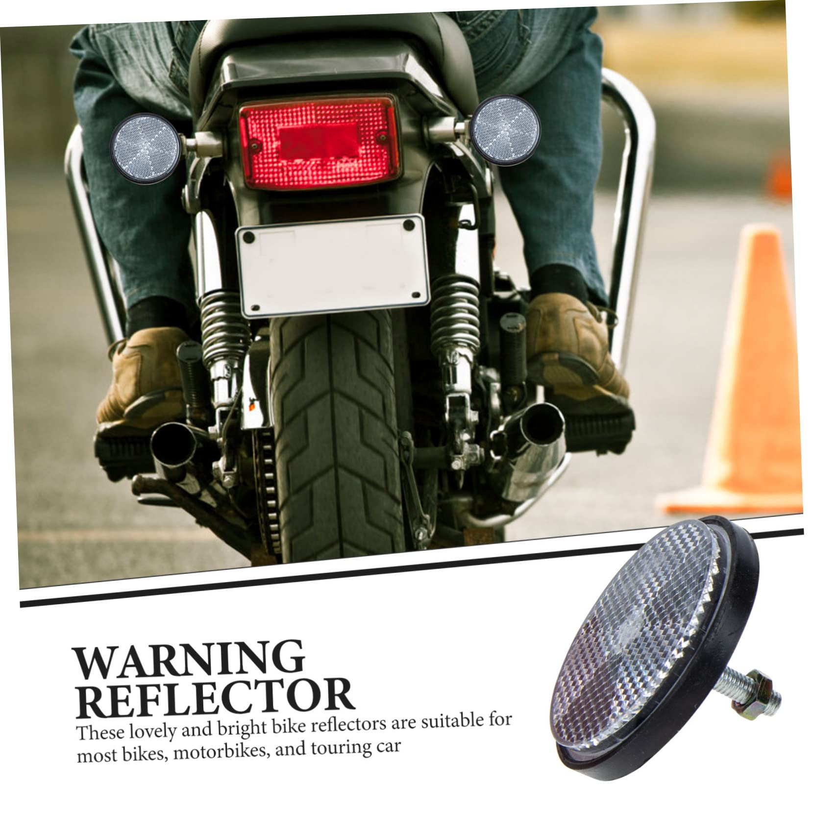 Lot 4 Réflecteurs De Vélo Ronds Blancs – Fixation Par Vis, Ultra-lumineux, Sécurité Vélo/moto/voiture, Plastique Durable