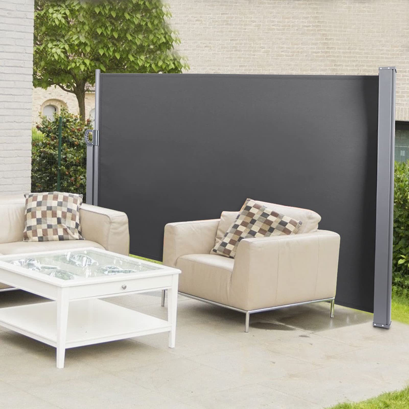 Yan tente, geri çekilebilir tente, bahçe, balkon, teras için 300 x 140 cm veranda (koyu gri) Bahçe