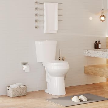 ADA Compliant Two-Piece Toilet 21 inch Round Bowl Dual Flush System with Soft-Close Plastic Seat, High Comfort Height Ceramic Toilet for Accessibility, Easy Install Water Saving Bathroom Fixture